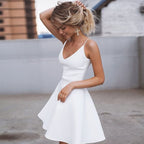 DressBetty - Summer Dress Sling Sexy Solid Color a Line Party Club Dress Sleeveless High Waist Fashion Mini Dress Female Plus Size