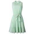 DressBetty - Sleeveless Sweet Pleated Pure Color Sashes Dress