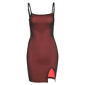 DressBetty - Mesh Double Layer Sexy Skinny Dress Women Sleeveless Party Bodycon Bandage Elastic Split Trend Clubwear Slim Outfit