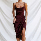 DressBetty - Backless Spaghetti Strap Satin Corset Midi Dresses