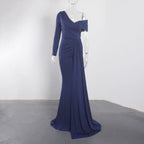 DressBetty - White One Sleeve Off Shoulder Party Dress