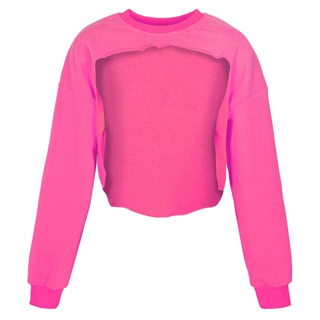 Irregular Cut Out Streetwear New Oneck Hoodies