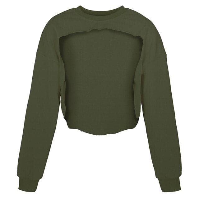 Irregular Cut Out Streetwear New Oneck Hoodies