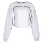 Irregular Cut Out Streetwear New Oneck Hoodies