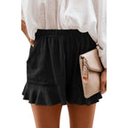 DressBetty - Women High Waist Elastic Pockets Ruffles Shorts