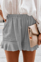 DressBetty - Women High Waist Elastic Pockets Ruffles Shorts