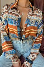 DressBetty - Fashion Down Lapel  AbstractZebra Print  Loose Tops