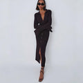 Knitted V Neck Dress Sweater
