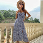 DressBetty - Summer Fashion Bohemian Sleeveless Dress for Women Vintage Sexy Floral Silk Maxi Robe Casual Wedding Guest Long Dresses