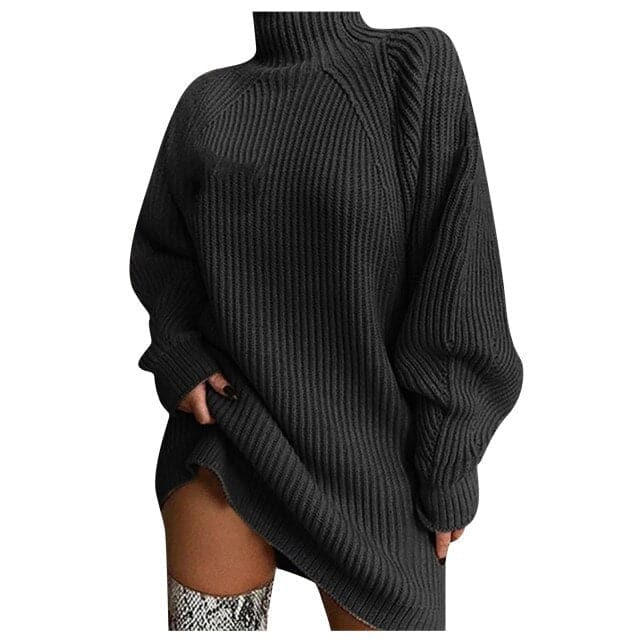 Fashion Long Sleeve Knitted Mini Dresses