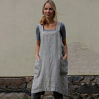 Female Square Cross Apron Dresses Women Cotton Linen Pinafore Dresses
