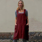Female Square Cross Apron Dresses Women Cotton Linen Pinafore Dresses