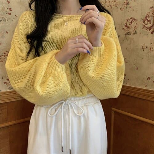 Knitted Sweaters Woman Colorblock Pull Femme Long Sleeve Crop Top Sweater Women Winter Clothes Korean Fashion