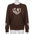 DressBetty - Oversized Hoodie Women Letter Heart Printed Fashion Sweatshirt Crewneck Long Sleeve Casual Pullovers Autumn Pullovers