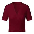 DressBetty - Womens Summer Sexy Casual Solid Deep V Neck Blouse Tops