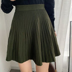 Knitted Women Autumn and Winter High Waist Pleated Skirt A Line Skirt Short Skirt
