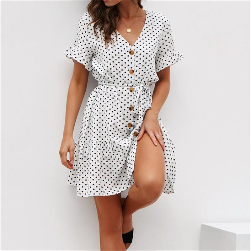 Irena Short Sleeve Dress with Polka Dot for Women Date Night Outfit