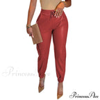PU Leather Fashion Elegant Office Pants