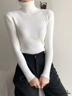 Pullover Turtleneck Solid Color Top