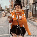 Pumpkin Knitted Pullovers Sweaters