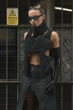 Punk Padded Stand Collar Zipper Coat