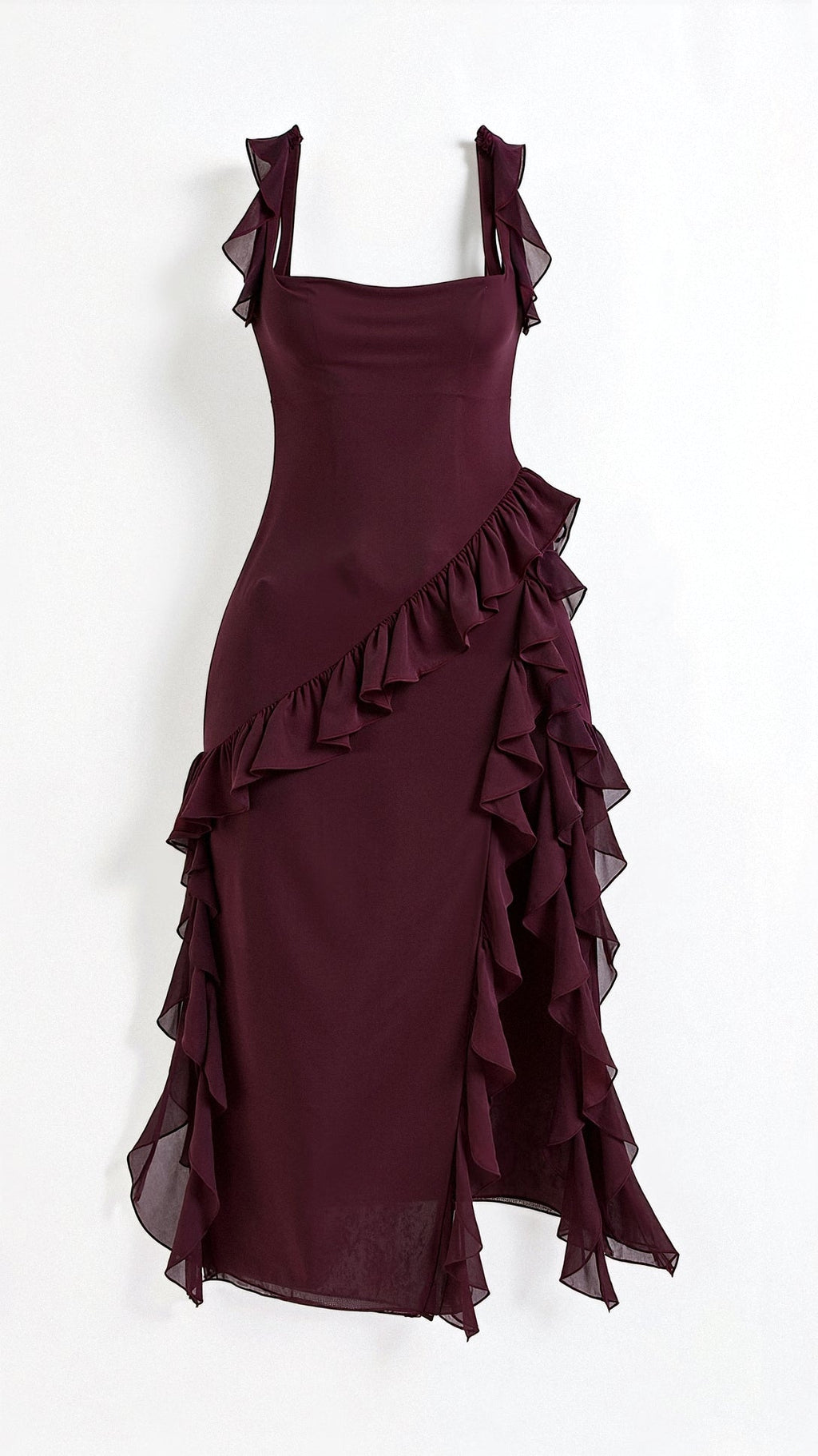 Katherine Minimalist Dress Maxi with Ruffles Elevated Occasion Wear