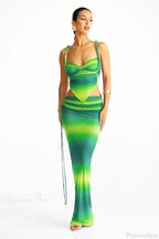 Push Up Backless Gradient Three Piece Swimsuit
