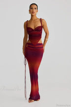 Push Up Backless Gradient Three Piece Swimsuit