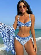 Push Up Bikini with Cover Up Three Piece Swimsuit