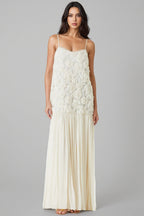 Pietro Three-Dimensional Rose Chiffon Maxi Dress