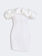 Satin Ruffled Strapless Mini Dress