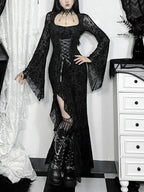 Quadrilateral Neck Corset Flare Full-Length Dress
