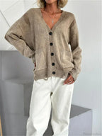 Ragged Button Up Oversized Cardigan