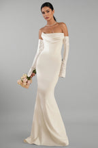 Scot White One Shoulder Long Sleeve Maxi Dress