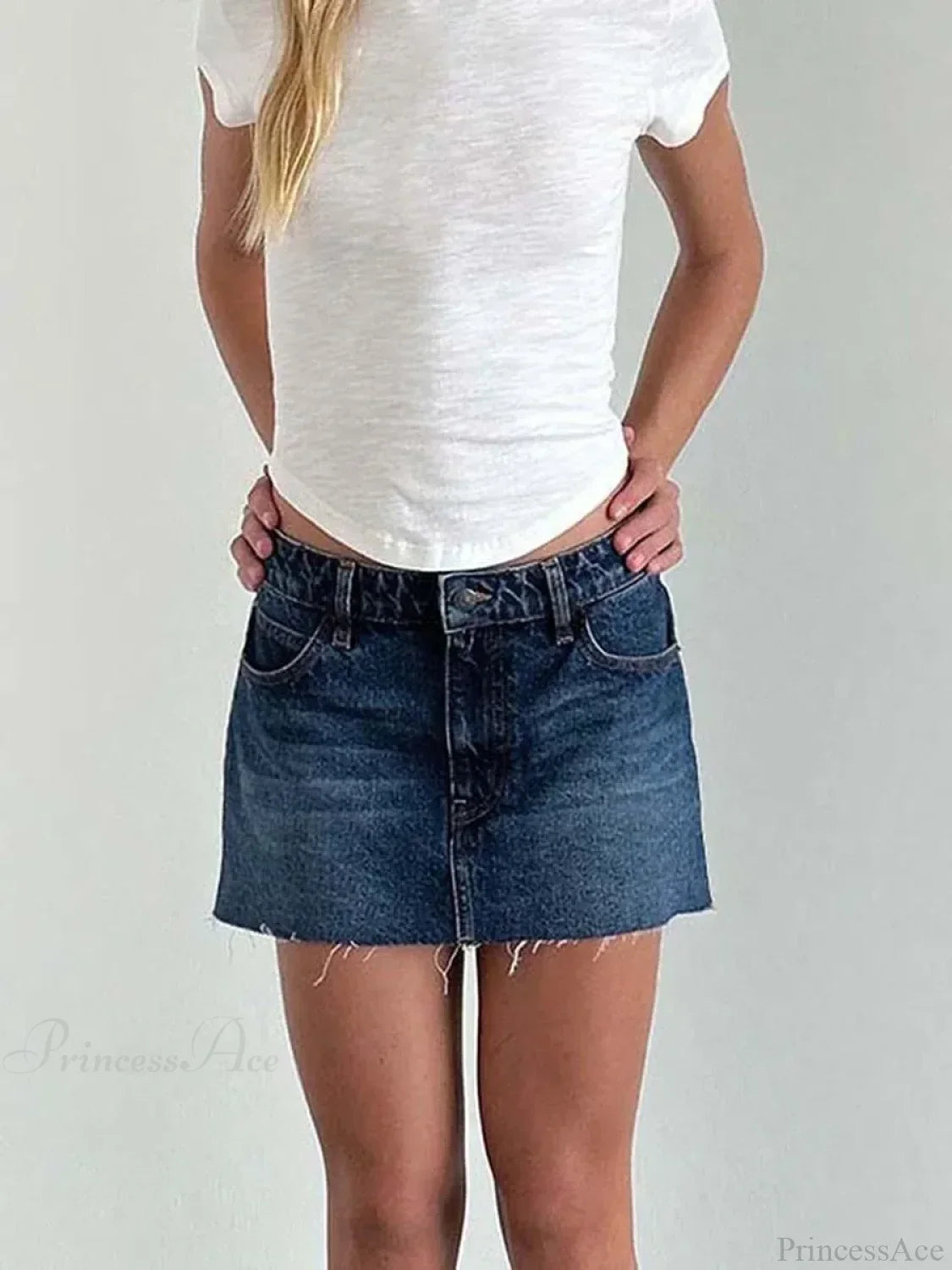 Raw Edge Gradient Denim Skirt