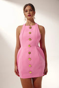 Catalina Premium Backless Halterneck Mini Dress Rebecca Elevated Occasion Wear