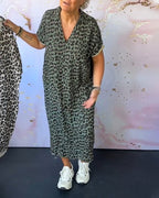 Elisa V-neck Dress with Leopard Print for Women Everyday Fashion Pick