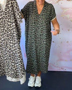 Elisa V-neck Dress with Leopard Print for Women Everyday Fashion Pick