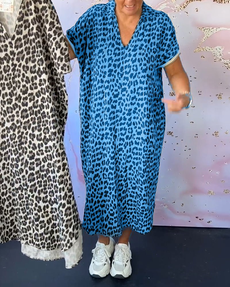 Elisa V-neck Dress with Leopard Print for Women Everyday Fashion Pick