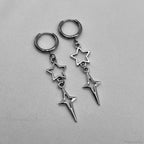 Rebel Celestial Cross Silver Empty Heart Earring