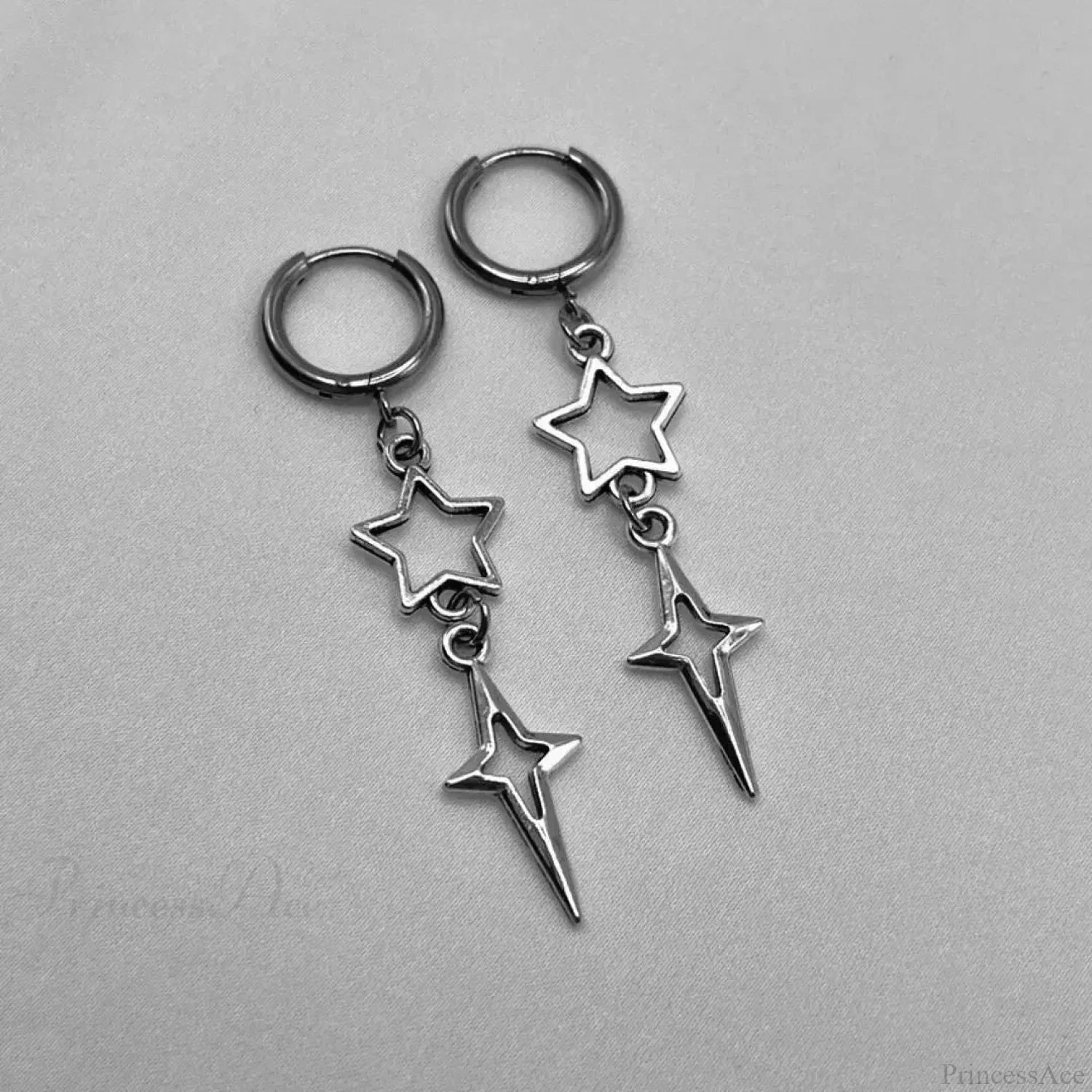 Rebel Celestial Cross Silver Empty Heart Earring