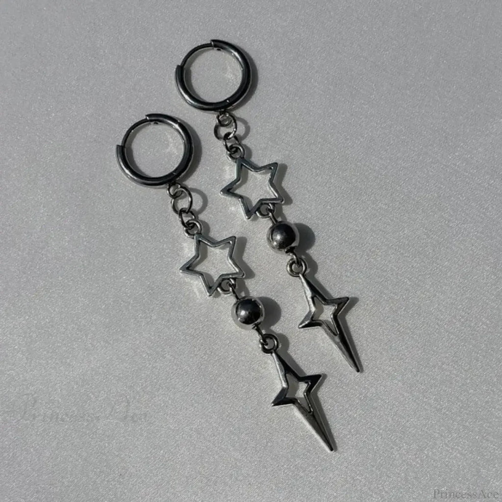 Rebel Celestial Cross Silver Empty Heart Earring
