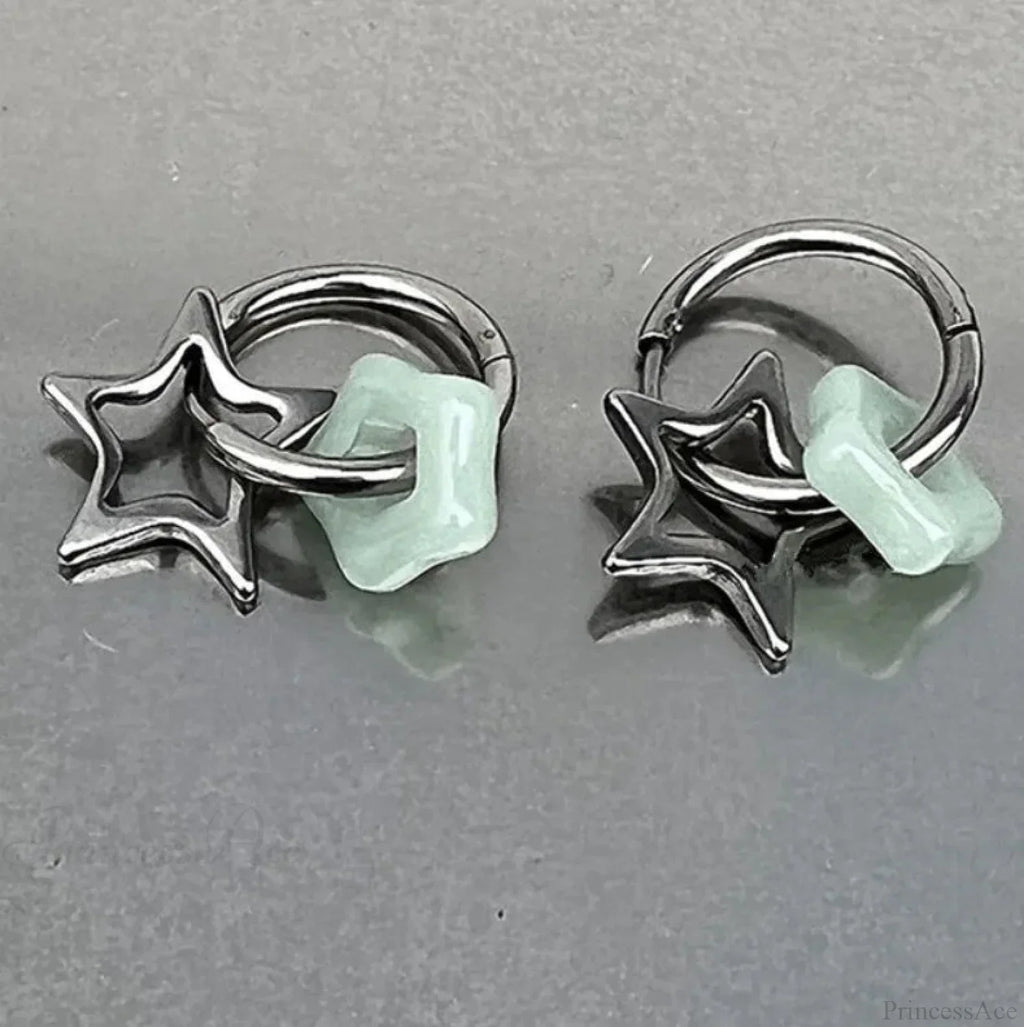 Rebel Celestial Cross Silver Empty Heart Earring