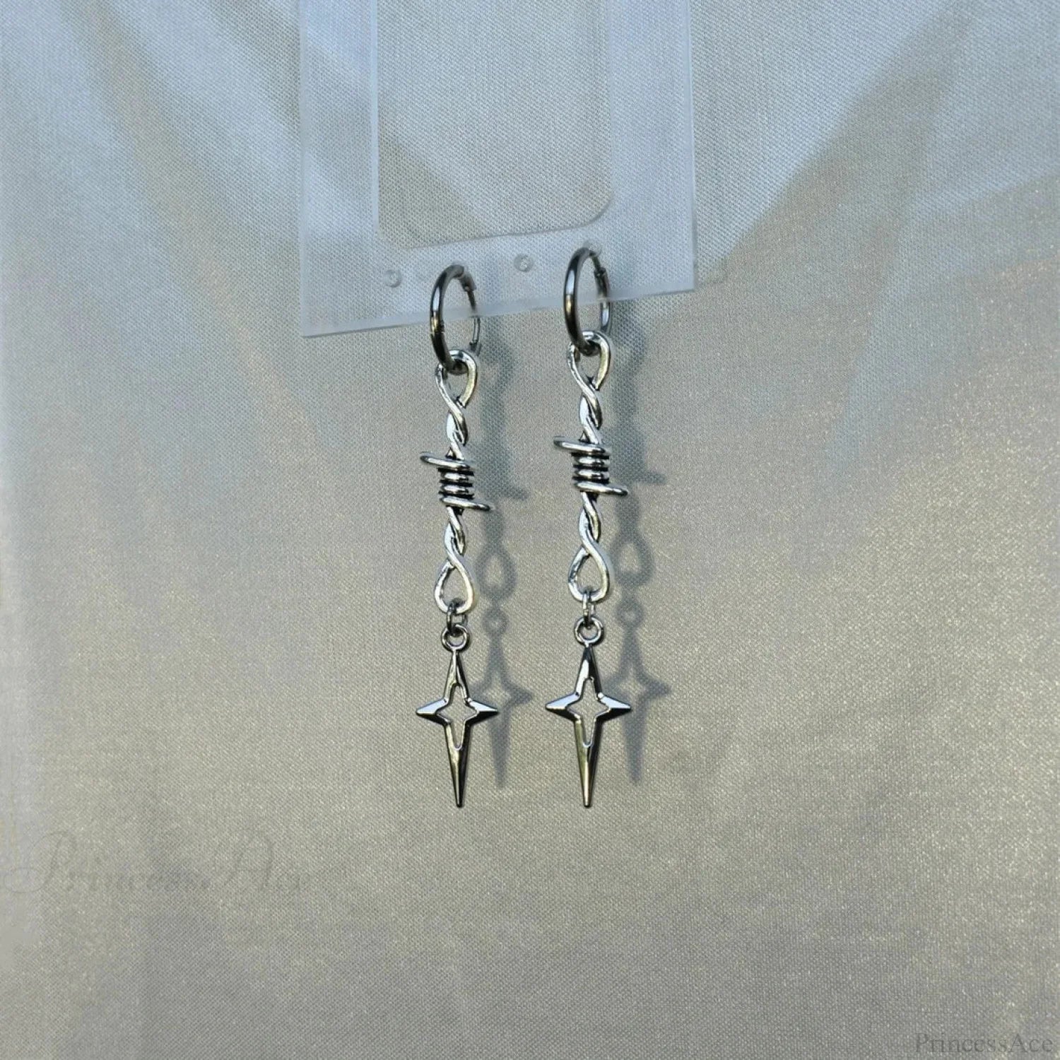 Rebel Celestial Cross Silver Empty Heart Earring