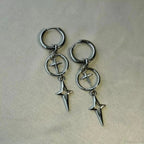 Rebel Celestial Cross Silver Empty Heart Earring