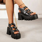 Rebellious Dark Rivet Elevated Sandal