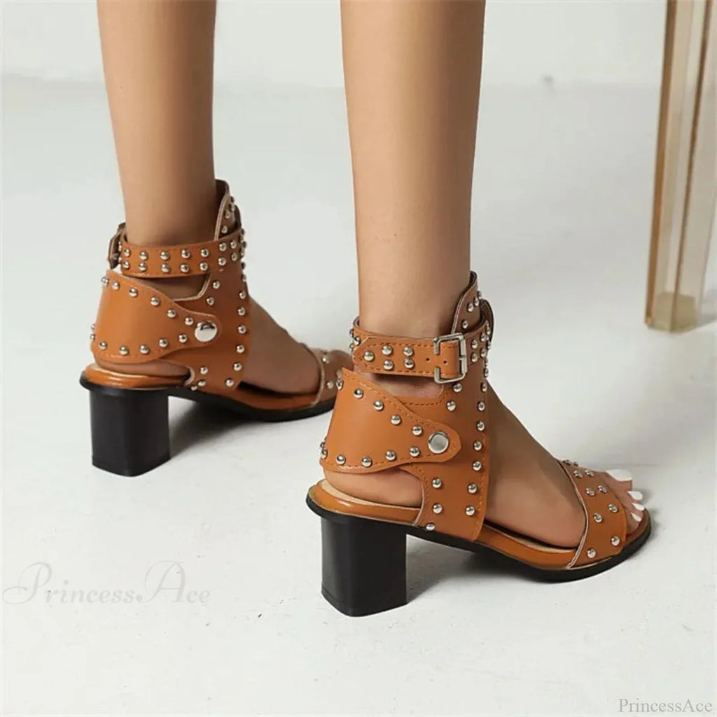 Rebellious Dark Rivet Tall Heel Sandal