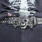 Rebellious Dark Skull Diamond Rhinestone Belt