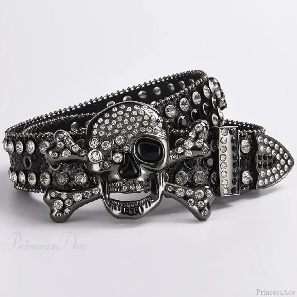 Rebellious Dark Skull Diamond Rhinestone Belt