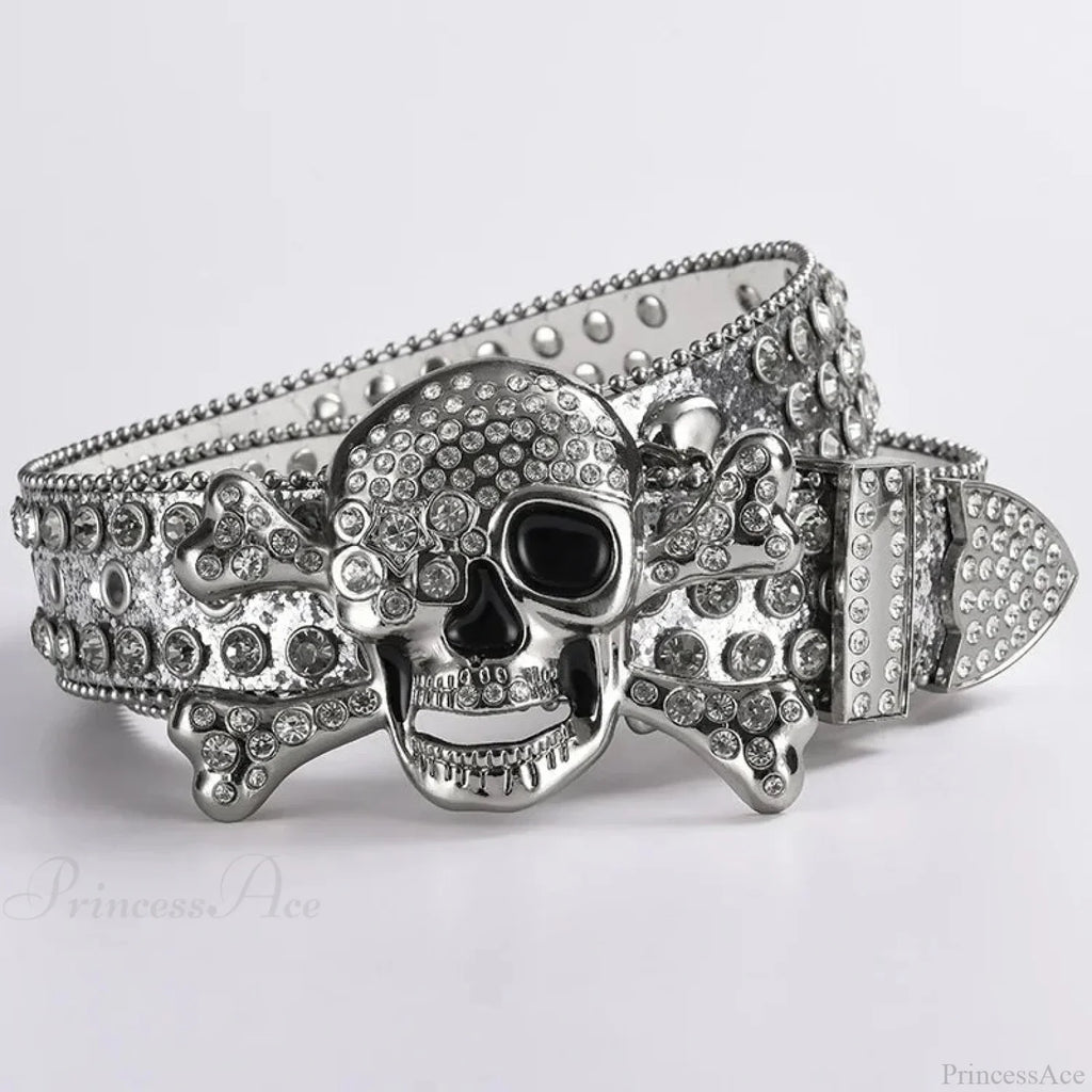 Rebellious Dark Skull Diamond Rhinestone Belt